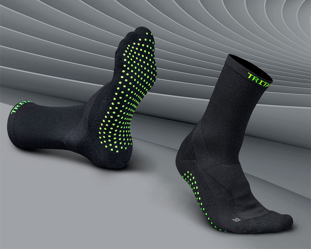 eXtend Grip Crew – Compression grip socks – Black/Lime