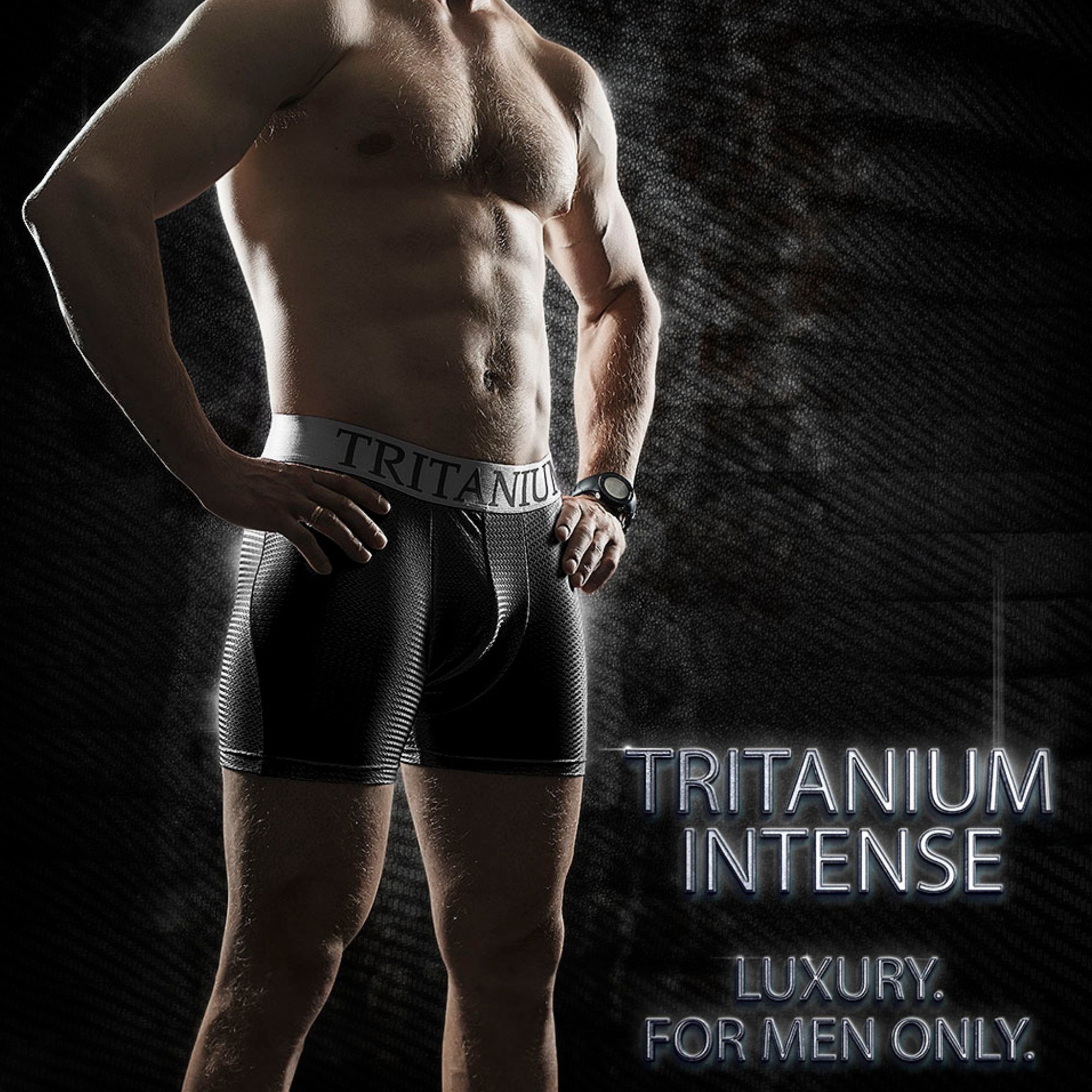 Intense - Men's sports boxers - Metallic Black.