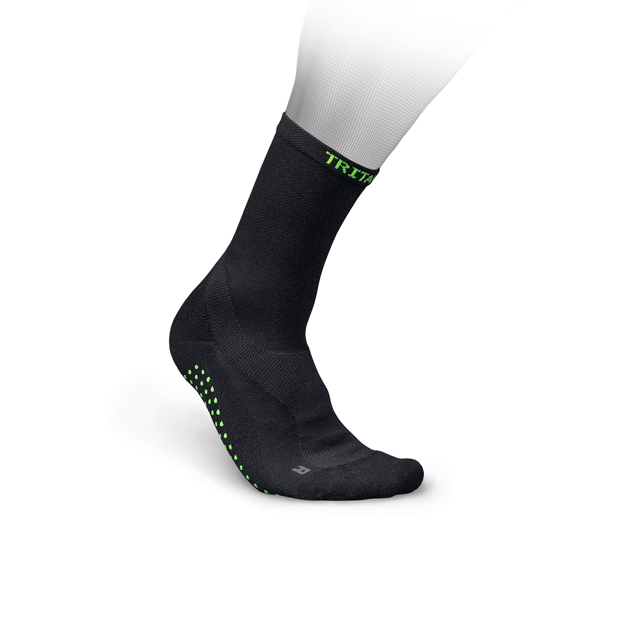 eXtend Grip Crew - Compression and treatment socks with grip base - Pressure class 2 - Black/lime.