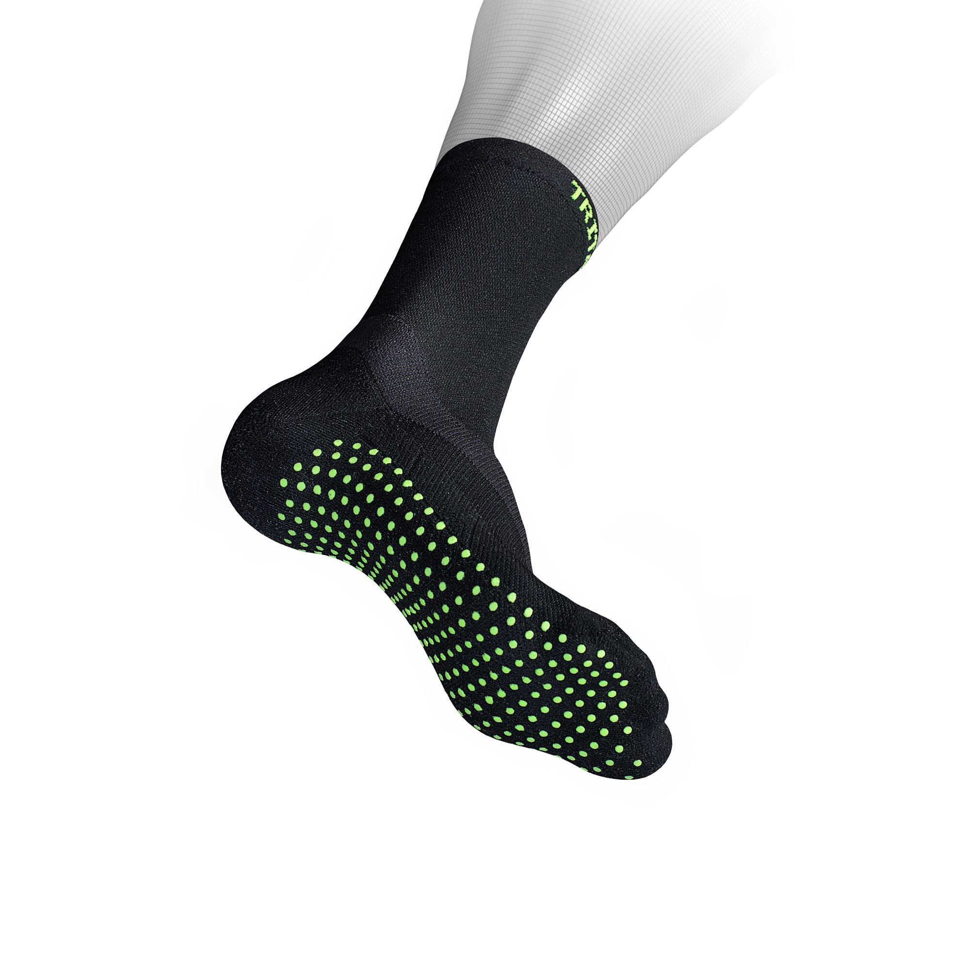 eXtend Grip Crew - Compression socks with grip base - Black/lime.